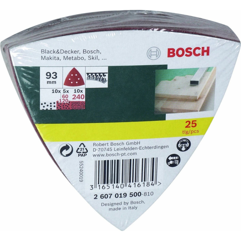 Bosch 25 Sanding sheets for delta sander grit 60/120/240