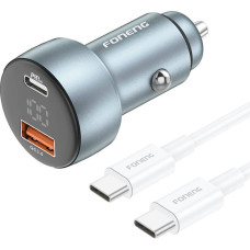 Foneng C18 1xUSB-A, 1xUSB-C 2.4A 48W car charger (grey) + USB-C to USB-C cable