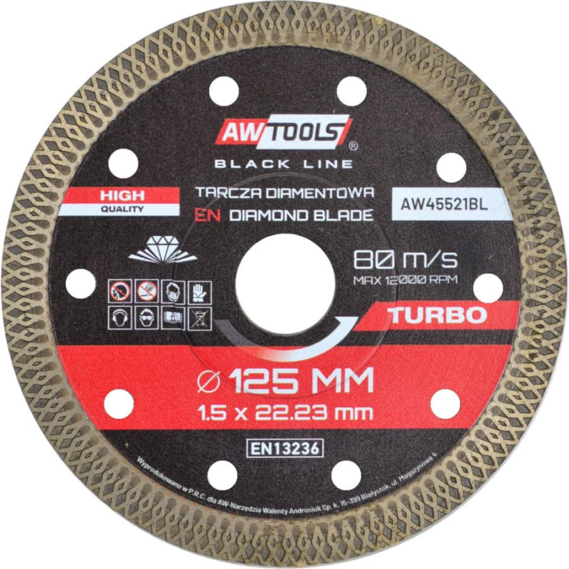 Awtools AW THIN TURBO DIAMOND BLADE 125x1.5x22.2
