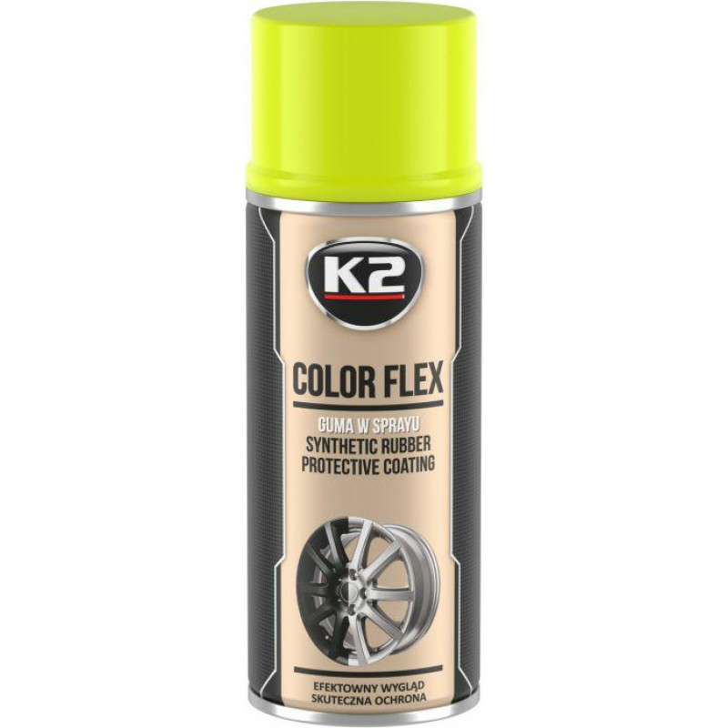 K2 SYNTETYCZNA POWŁOKA GUMOWA W SPRAYU. COLOR FLEX GUMA W SPRAYU - ŻÓŁTY 400ML