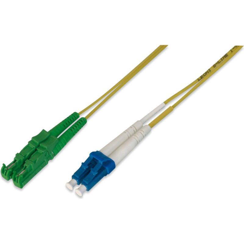 Digitus fiber optic patch cable duplex, E2000 (8&deg; APC) > LC (UPC) connector, single-mode OS2 (yellow, 3 meters)