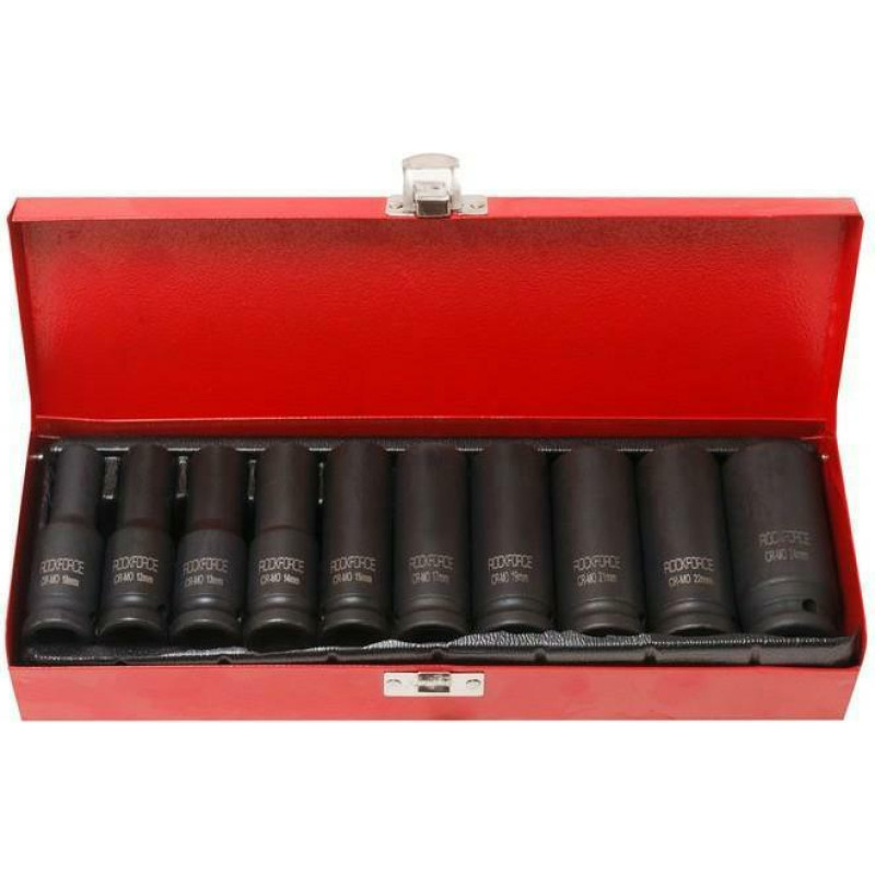 Rockforce NASADKI UDAROWE DŁUGIE 10szt.1/2" 10-24mm /WALIZKA