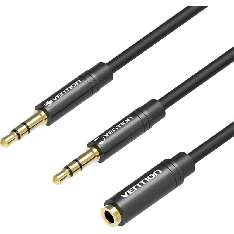 Vention Cable Audio 2x 3.5mm Male to 3.5mm Female Vention BBOBY 0.3m (black)