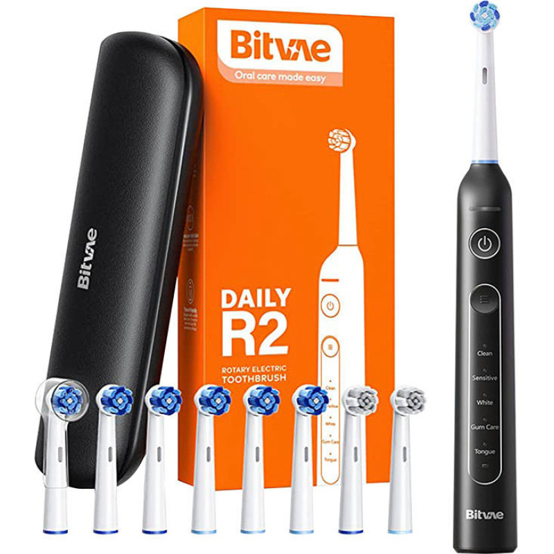 Bitvae Rotary toothbrush with tips set and travel case Bitvae R2 (black)