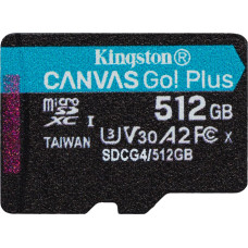 Kingston Canvas Go! Plus 512 GB microSDXC memory card, black, UHS-I U3, Class 10, V30, A2