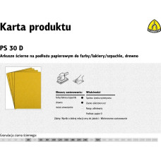Klingspor ARKUSZE ŚCIERNE NA PODŁOŻU PAPIEROWYM 230mm x 280mm PS30D gr. 40/50szt.