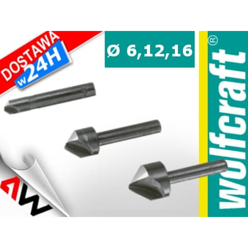 Wolfcraft FAZOWNIKI 3szt. 6,12,16mm, TRZPIEŃ 6mm