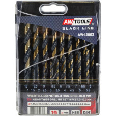 Awtools AW HSS M2 PREMIUM METAL DRILL BIT SET 1.0 - 10.0mm/ 19pcs