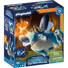 Playmobil 71082 Dragons: The Nine Realms - Plowhorn & D'Angelo, Construction Toy (With Crystal Rock to Blow Up)