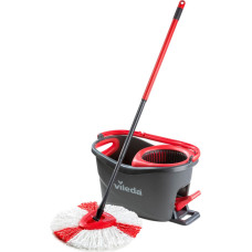 Vileda Mop Turbo 2in1 Microfibre Complete Set, Floor Mop (black/red, incl. 750ml Vileda Floor Cleaner)