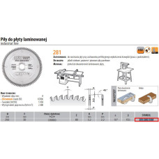 CMT PIŁA DO PŁYTY LAMINOWANEJ HM D=250 F=30 Z=80 K=3,2/2,2