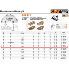 CMT PIŁA UNIWERSALNA, DO CIĘCIA WZDŁUŻNEGO I POPRZECZNEGO HM D=210 F=30 Z=36N K=2,8/1,8