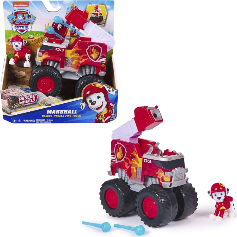 Spinmaster Spin Master Paw Patrol Rescue Wheels - Marshall's Fire Department Monster Truck with Bullet Launcher and Marshall Dog Figure, Toy Vehicle