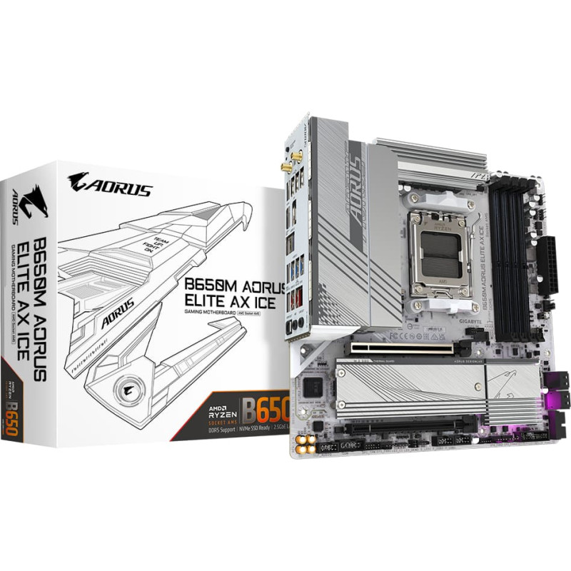 Gigabyte B650M AORUS ELITE AX ICE -  Socket AM5 - motherboard (black)