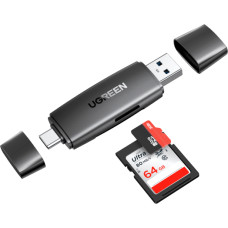 Ugreen 80191 karšu lasītājs USB 3.2 Gen 1 (3.1 Gen 1) Type-A/Type-C Melns