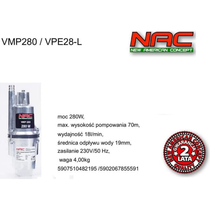 NAC POMPA MEMBRANOWA 280W VPE28-L