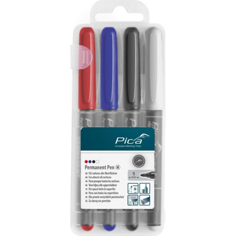 Pica-Marker Pica Permanent-Pen 1,0mm assorted with Instant-White-Pen