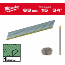 Milwaukee SZTYFTY WYKOŃCZENIOWE, 15G, GŁOWA TYPU D 63mm GALWANIZOWANE DO M18 CN15GA /2200szt.