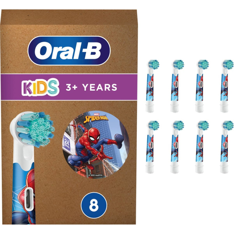 Oral-B Braun Oral-B Kids Spiderman 8-piece brush attachment (white, frustration-free packaging)