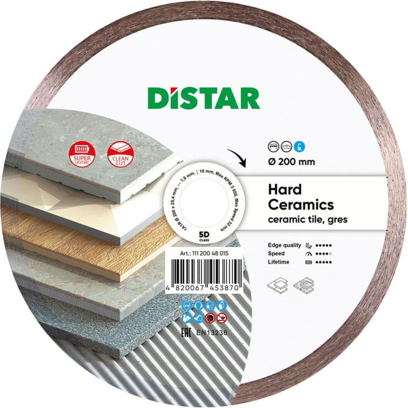 Distar TARCZA DIAMENTOWA HARD CERAMICS 200 x 1,6 x 10 x 25,4