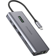 Choetech Adapter 12w1 Choetech HUB-M26 USB-C for USB-C+ USB-A+ HDMI+ VGA+ AUX+ SD+ TF (grey)