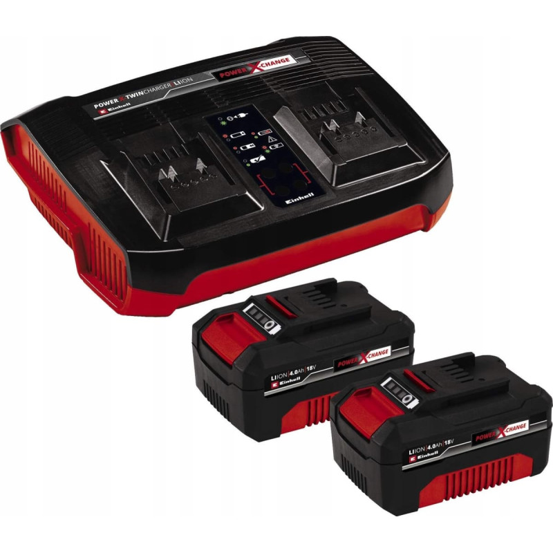 Einhell 2x 4.0Ah & Twincharger Kit, Set (black/red)