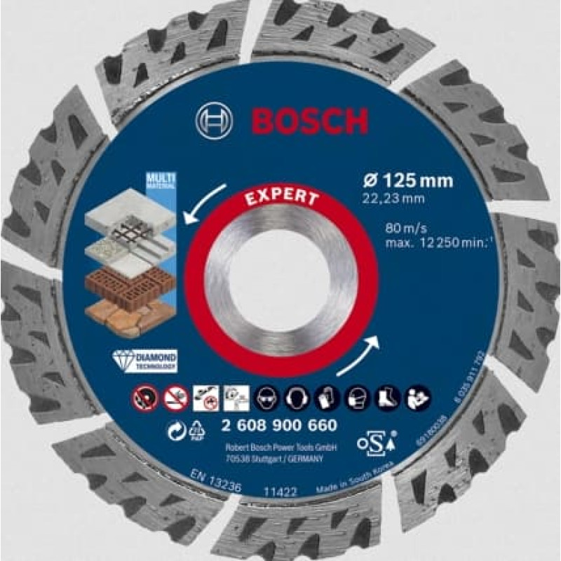 Bosch Powertools Expert diamond cutting disc 'MultiMaterial', 125mm - 2608900660 EXPERT RANGE