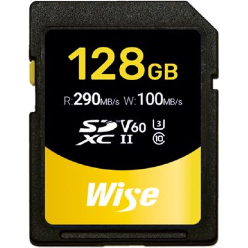 Wise SDXC UHS-II V60       128GB R:290MBs / W:100MBs   WI-SD-S128