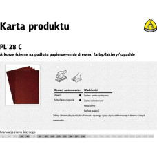 Klingspor ARKUSZE ŚCIERNE NA PODŁOŻU PAPIEROWYM 230mm x 280mm PL28C gr. 40 /50szt.