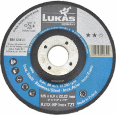 Lukas-Erzett LUKAS TARCZA DO SZLIFOWANIA 125mm x 6,0mm A24X-BF** INOX