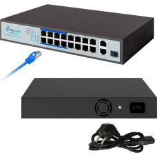 Extralink VIRTUS V3 | PoE Switch | 16x 100Mb/s PoE/PoE+, 2x Gigabit RJ45 + 1x SFP, 150W