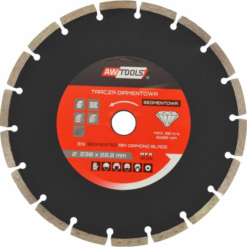 Awtools AW SEGMENTED RIM DIAMOND SAW BLADE 230 x 22.2