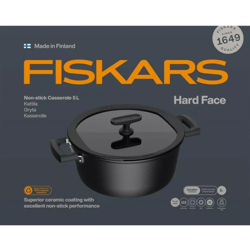 Fiskars FS.GARNEK 5L Z POWŁOKĄ NIEPRZYWIERAJĄCĄ I Z POKRYWKĄ HARD FACE