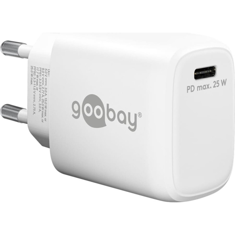 Goobay USB-C PD GaN fast charger 25 watts (white, Power Delivery 3.0)