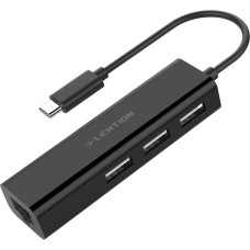 Lention Hub USB-C to 3x USB 2.0 + Ethernet Adapter (black)