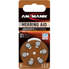 Ansmann 1x6 Ansmann Zinc-Air 312 (PR41) Hearing Aid Batteries