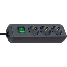 Brennenstuhl ECO-Line 3 fold black 1,5m + switch