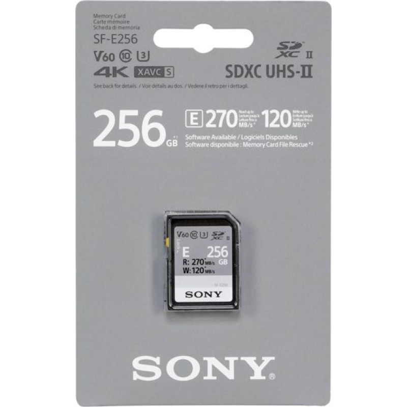 Sony SDXC E series         256GB UHS-II Class 10 U3 V60