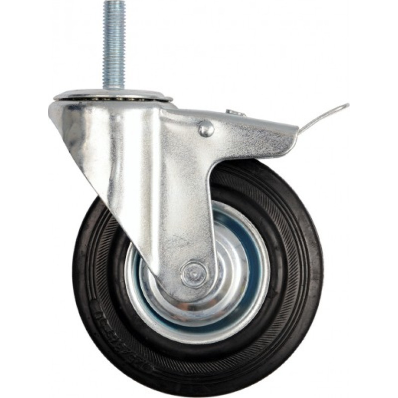 Toya VOREL KOŁO SKRĘTNE CZARNA GUMA HAMULEC TRZPIEŃ GWINTOWANY 100mm