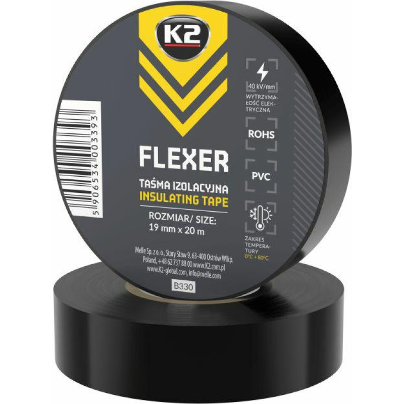 K2 FLEXER TAŚMA IZOLACYJNA DUŻA CZARNA 19mm x20m