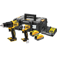 Dewalt POWERSTACK battery combo pack DCK2062E2T, 18 volts, with impact wrench, impact drill (yellow/black, 2x POWERSTACK Li-Ion battery 1.7 Ah, in T STAK Box II)