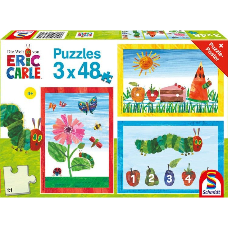 Schmidt Spiele The Very Hungry Caterpillar: The World of the Very Hungry Caterpillar, Puzzle (3x 48 Pieces)