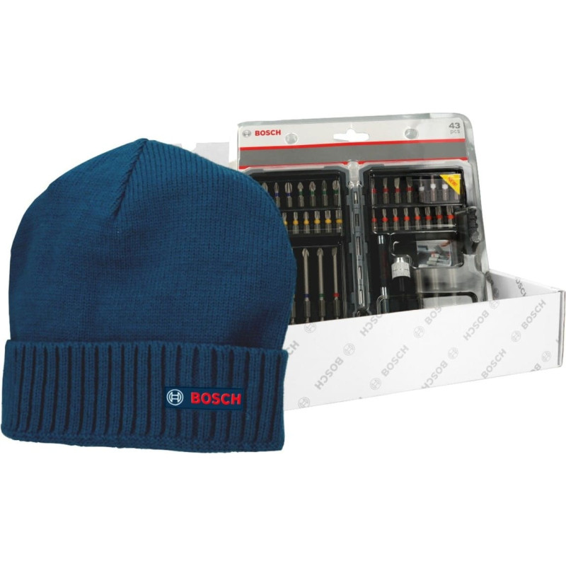 Bosch Christmas set screwdriver bit set, 43 pieces (blue, including free Bosch beanie)