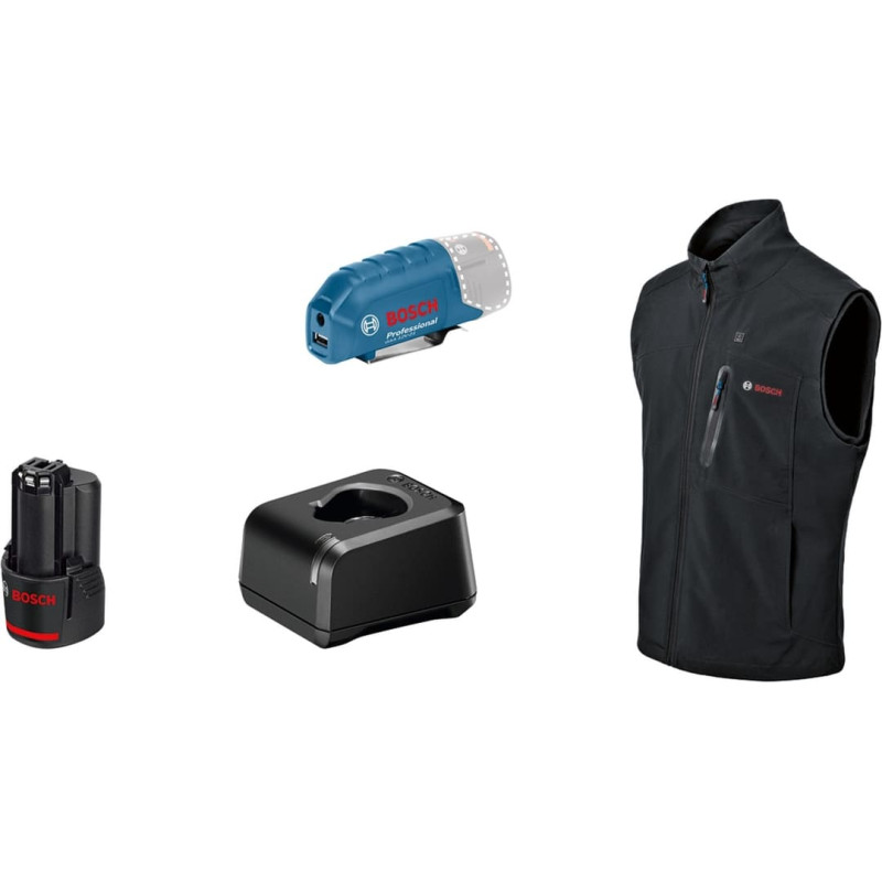 Bosch Heat+Jacket GHV 12+18V Kit size M, work clothing (black, incl. charger GAL 12V-20 Professional, 1x battery GBA 12V 2.0Ah)