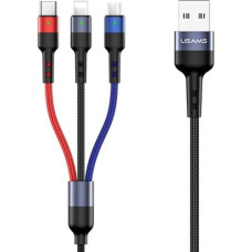 Usams USB cable Usams USB-A - USB-C + microUSB + Lightning 0.35 m Black (63751-uniw)