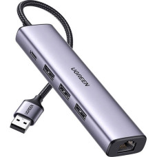 Ugreen HUB USB Ugreen 1x RJ-45 1x USB-C + 3x USB-A 3.0 (UGR1219SLV)