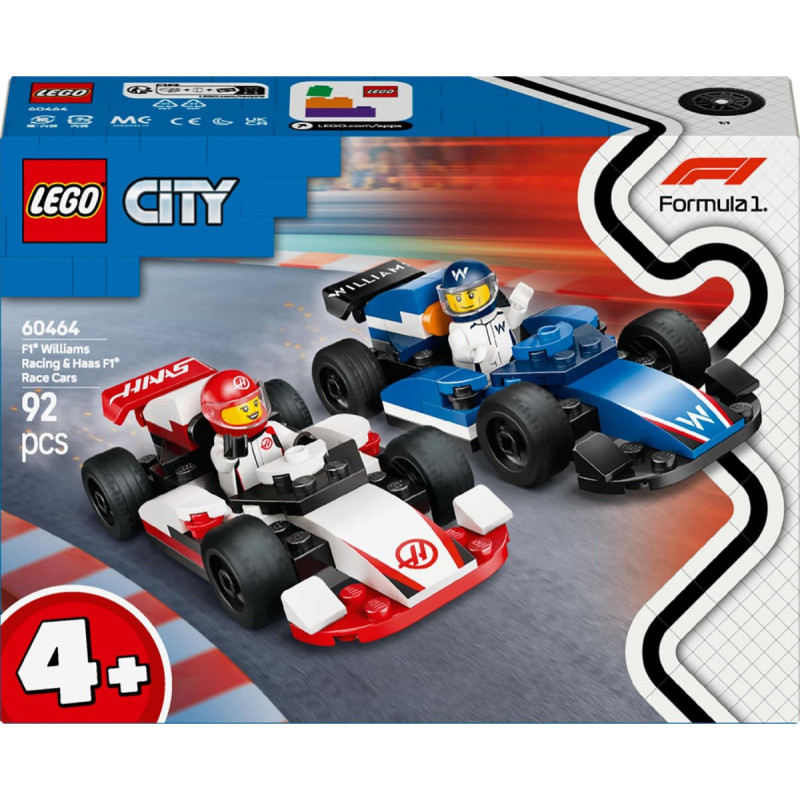 Lego 60464 City F1 Williams Racing and Haas F1 Racing Cars, Construction Toy