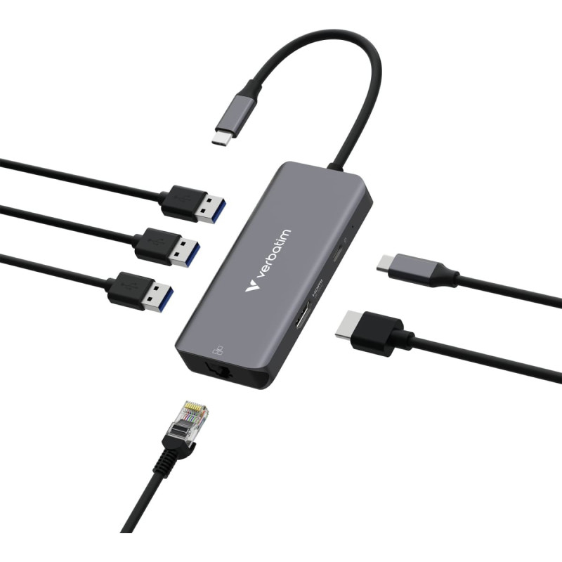 Verbatim USB-C Essentials Multi- Port Hub 6 Port with RJ45  32157