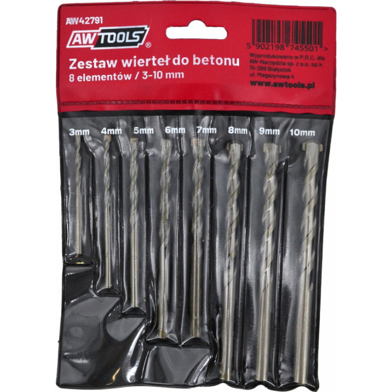 Awtools AW TCT CYL. DRILL BIT SET/ CONCRETE 8pcs 3-10mm