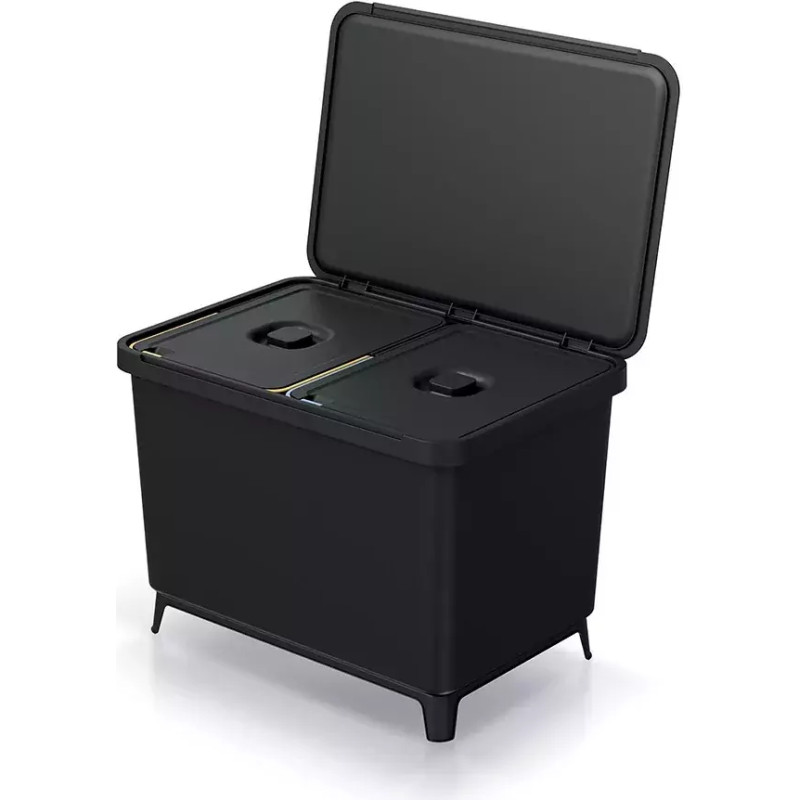 Prosperplast KEDEN KOSZ NA ŚMIECI SYSTEMA 2x23L - CZARNY RECYKLING